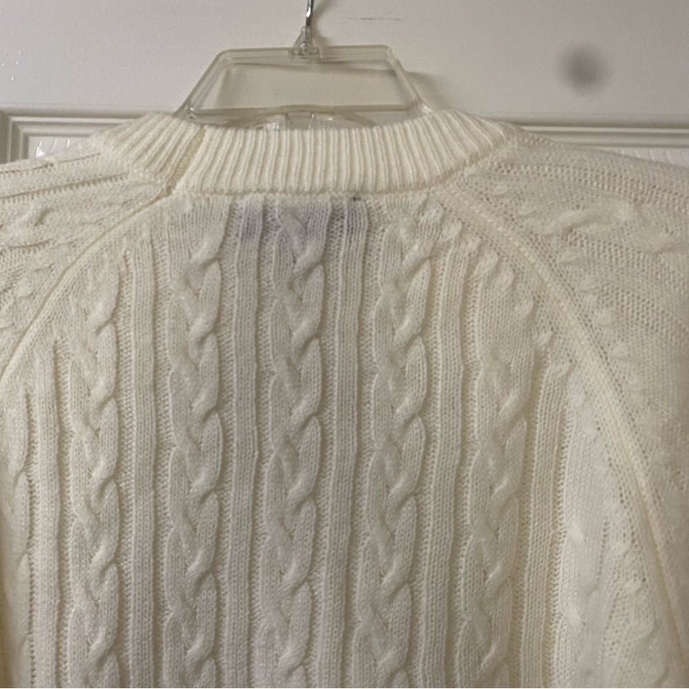 Cotton Candy Cream Cable Knit Long Balloon Sleeve Crop Size XS/S - Picture 8 of 13